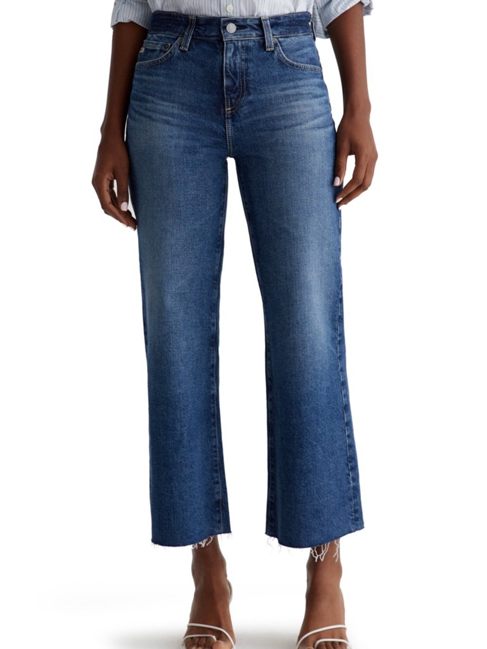 AG Adriano Goldschmied Cropped Wide-Leg Jeans - Blue